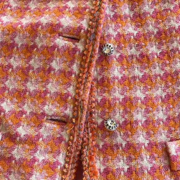 Vintage Pink and Orange Blazer with Bracelet Sleeves and Rhinestone Buttons- L - Picture 4 of 9